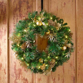 Golden Glow 24" Solar LED Wreath