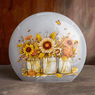 Frosted Glass Sunflower Luminary
