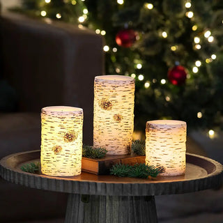 3 PIECE LED BIRCH CANDLE SET